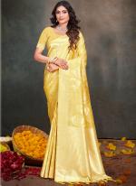 Cotton Silk Yellow Party Wear Weaving Saree